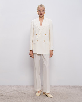 Maison Margiela MM6 Білий двобортний жакет з вовною S52BN0144M35436