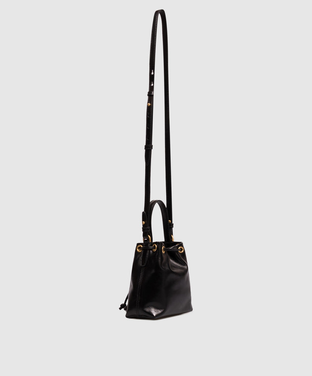 Balmain Черная кожаная сумка-кисет Pulse Bucket HN1GA065LMTE изображение 3
