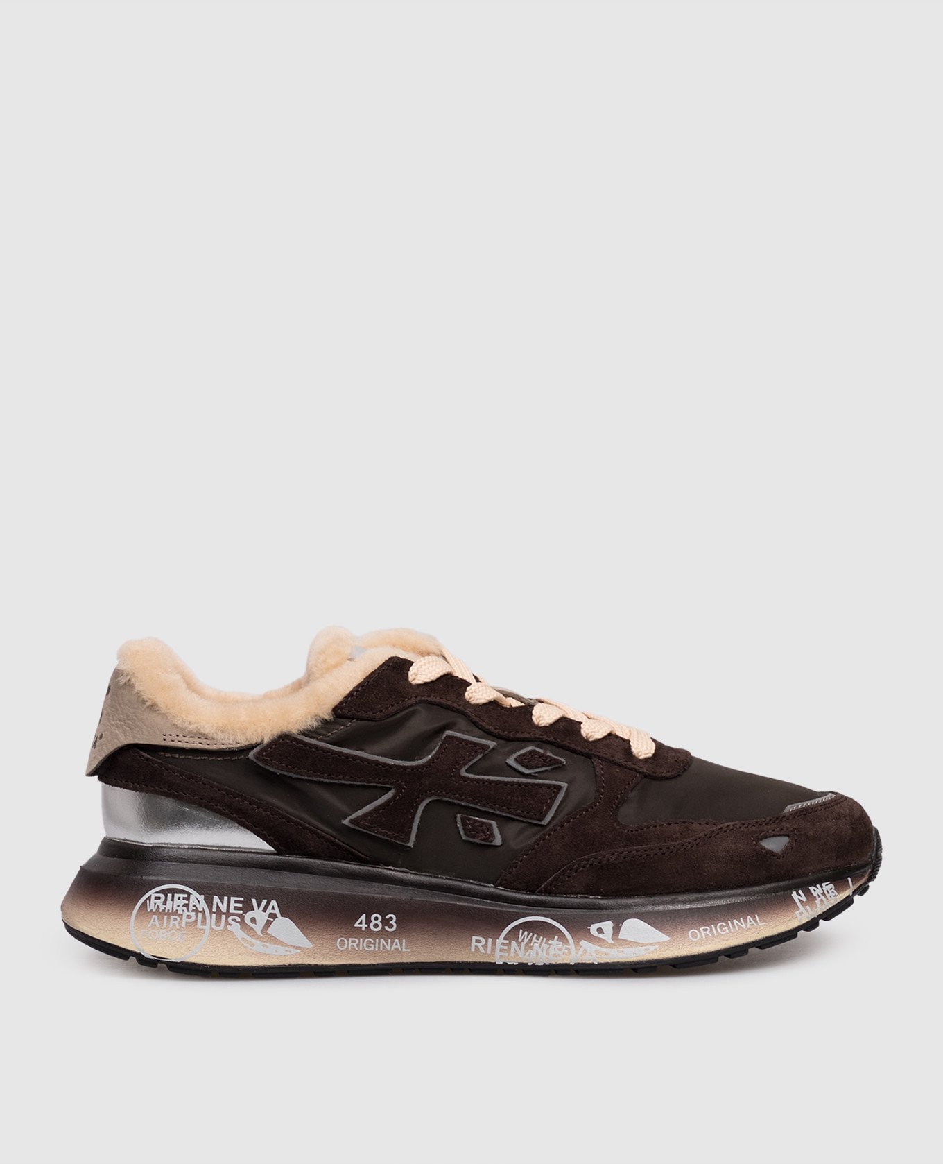 Brown LAURYN combination sneakers with fur Premiata