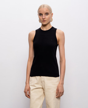 Saint Laurent Чорна майка з вишивкою емблеми 867125Y38BD