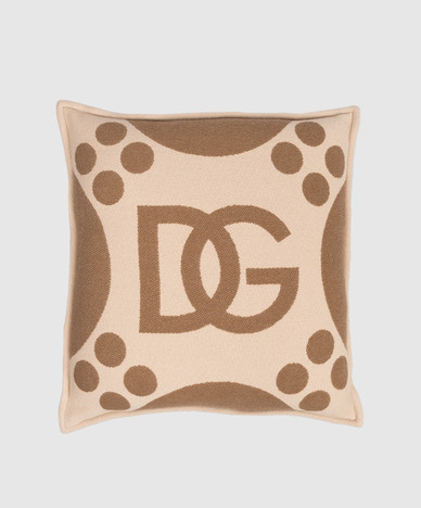 Бежевая декоративная подушка из шерсти