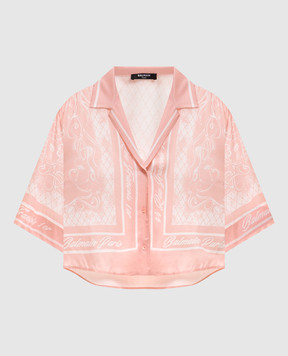 Balmain Рожева укорочена блуза Foulard HF1ALB35VJ12