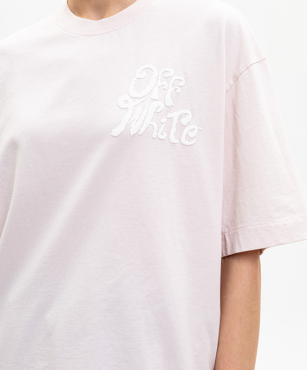Off-White Рожева футболка з принтом логотипа 44MAA120S26J00U зображення 5
