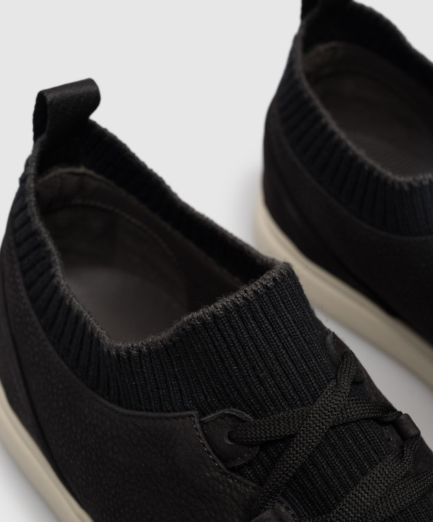 Lanciotti De Verzi Черные кроссовки из нубука SNEAKERS изображение 5