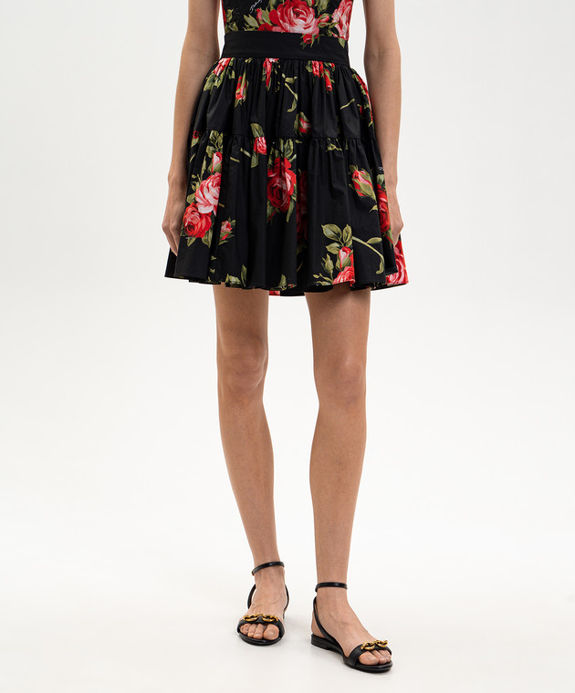 Dolce&Gabbana Чорна спідниця міні в квітковий принт F4CB1THS5UT зображення 3