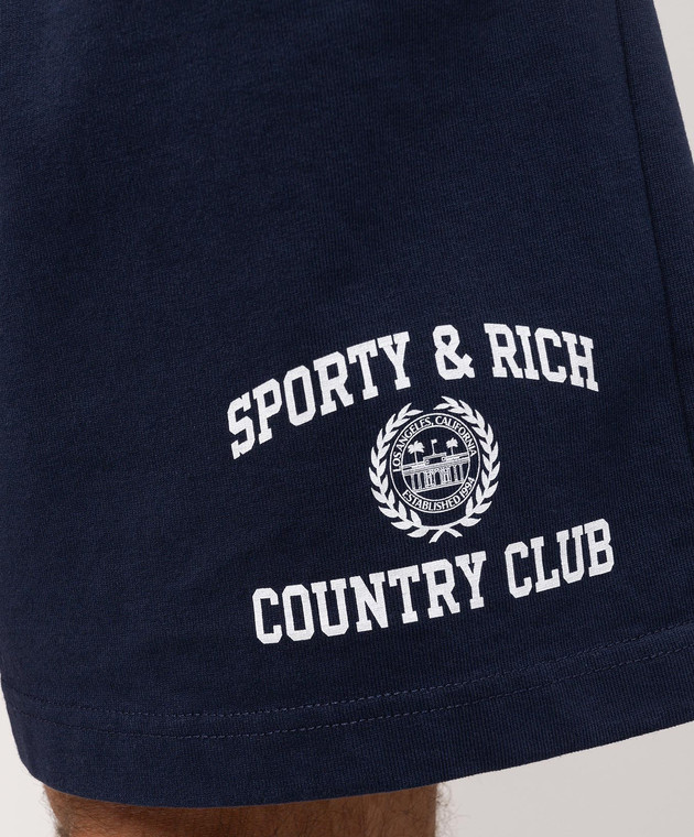 Sporty & Rich Синие шорты с принтом логотипа SH03976218BL106 изображение 5