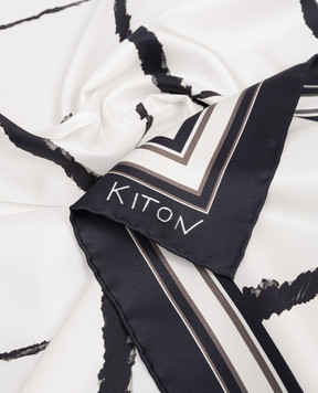 Kiton Белый платок из шелка в узор D53754K0953H