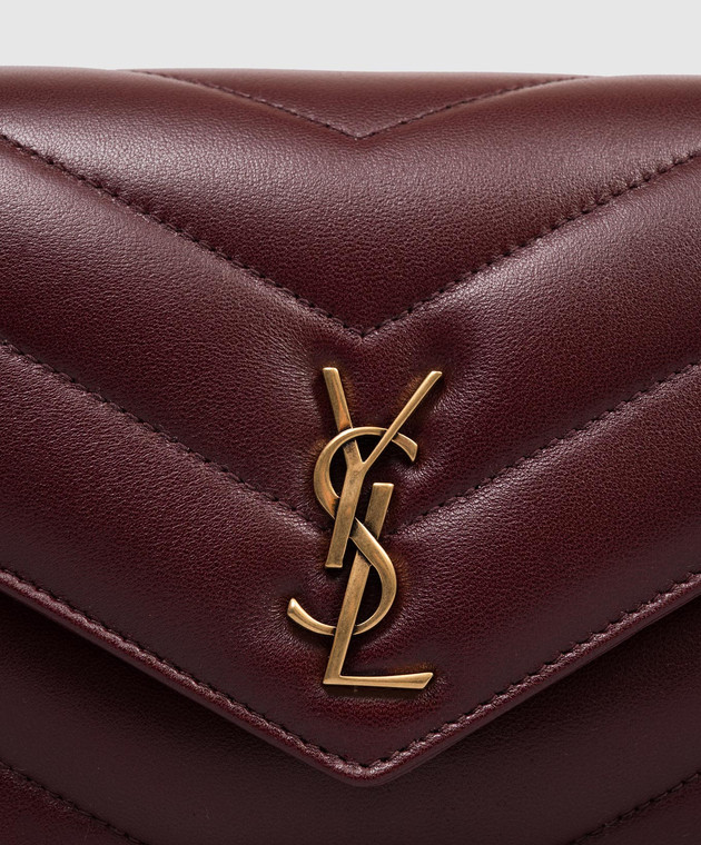Saint Laurent Бордовая кожаная сумка кросс-боди LOULOU 873156AAEAX изображение 4