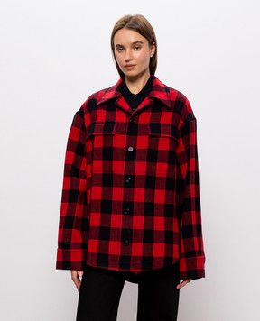 Ami Paris Красная рубашка из шерсти в клетку USH875WV0220w