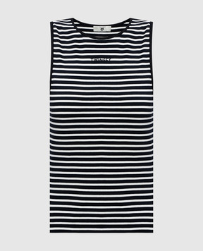 Twinset Черный топ в полоску с вышивкой логотипа 261LM2GAA