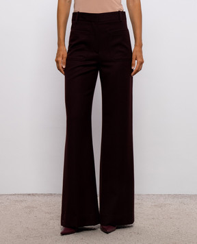 Victoria Beckham Бордовые штаны клеш Alina из шерсти 1226WTR005115S