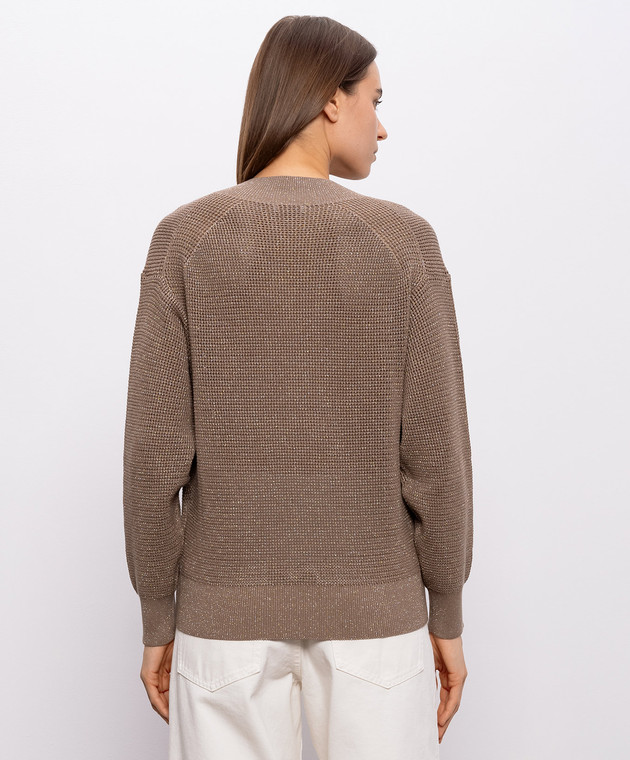Brunello Cucinelli Коричневий пуловер з люрексом MST263312 зображення 4