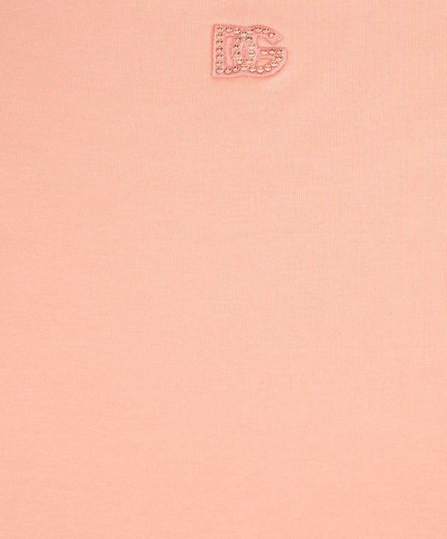 Dolce&Gabbana Дитяча рожева футболка з вишивкою монограми з кристалами L5JTNJG7PRV812+ зображення 3