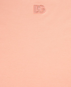 Dolce&Gabbana Детская розовая футболка с вышивкой монограммы с кристаллами L5JTNJG7PRV26