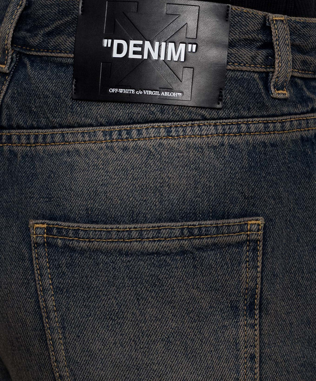 Off-White Синие джинсы с эффектом потертости 2FM00607B изображение 5