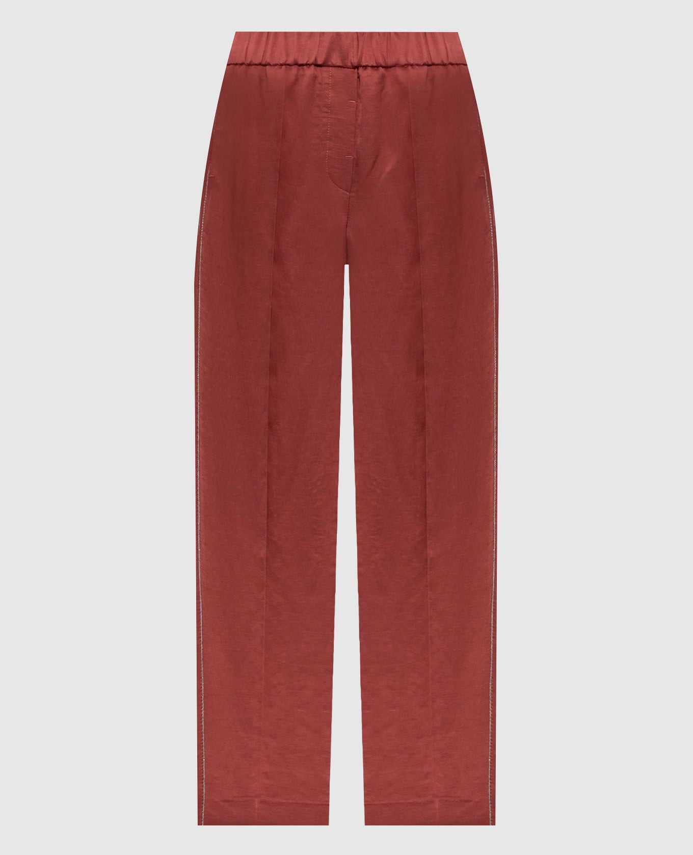 Красные брюки с леном с цепочкой мониль