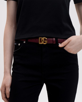Dolce&Gabbana Бордовый кожаный ремень с логотипом BE1447AK274