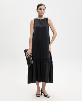 Asceno Чорна сукня Rhea із шовку з оборкою D043F01C01