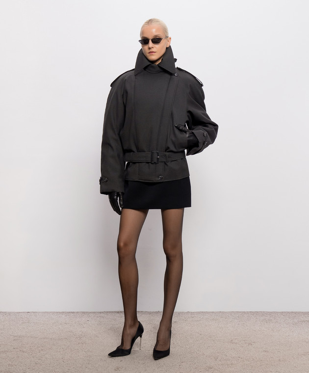 Thierry Mugler Черная юбка мини из шерсти COM1JU05811020 изображение 2