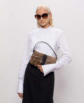 Fendi Коричневая сумка из кожи с ворсом в анималистичный принт 8BR850B16B