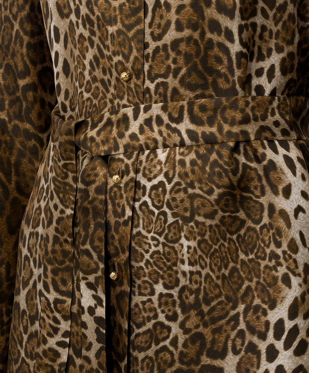 Max Mara Коричнева блуза TAFFARI із шовку в леопардовий принт MSTAFFARI зображення 5