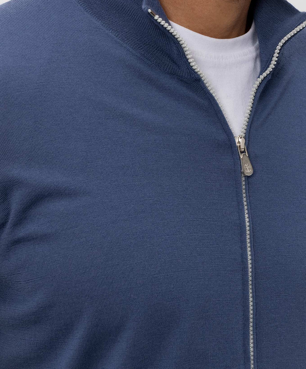 Brunello Cucinelli Кардиган синего цвета из шерсти и кашемира M2400106 изображение 5