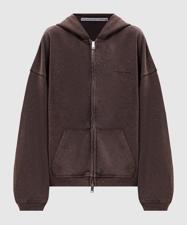 Alexander Wang Коричнева спортивна куртка з кристалами UCC3262304
