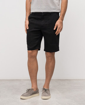 Stefano Ricci Черные шорты из льна и шелка с логотипом патча M8T6100060TXFIL