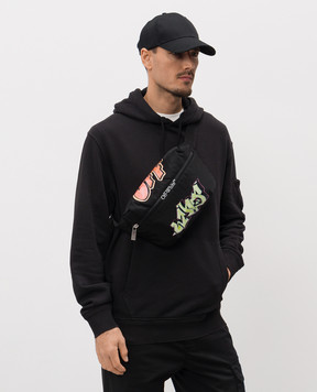 Off-White Чорна поясна сумка з брендовим логотипом OMNO037F25FAB001