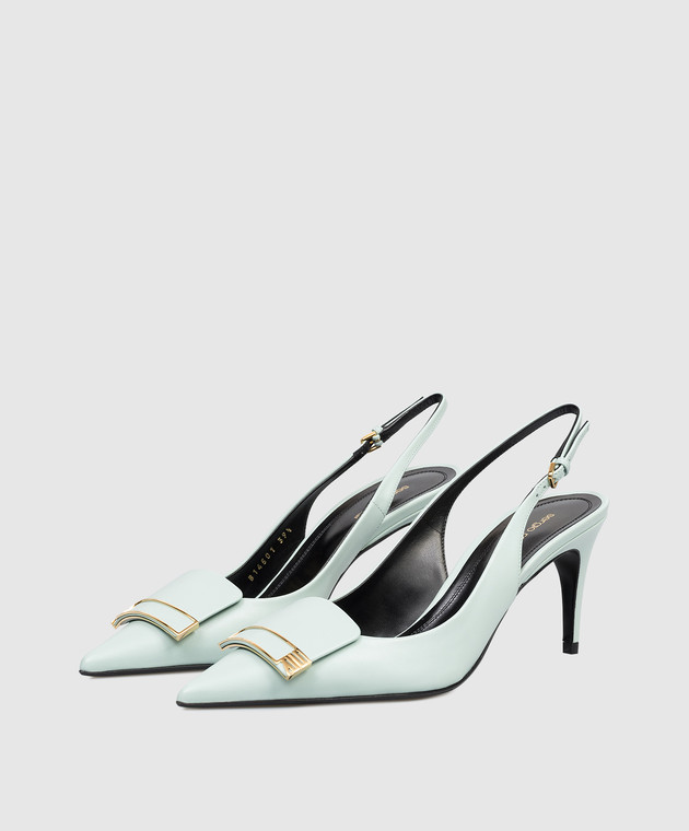 Sergio Rossi Зелені шкіряні слінгбеки з монограмою B14501MMVN13 зображення 2