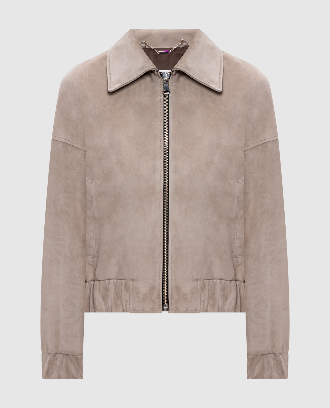 Бежевая укороченная замшевая куртка