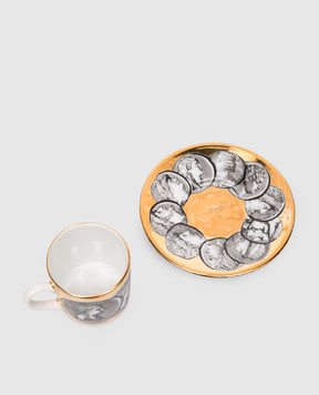 Fornasetti Порцелянова чашка для кави з блюдцем Cammei P19Z292