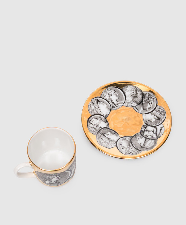 Fornasetti Фарфоровая чашка для кофе с блюдцем Cammei P19Z292 изображение 2