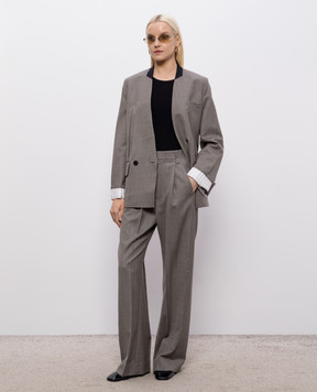 Victoria Beckham Серые брюки из шерсти 1226WTR007113A