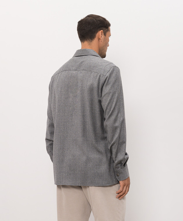 Brunello Cucinelli Рубашка серого цвета из шерсти MY6660721 изображение 4