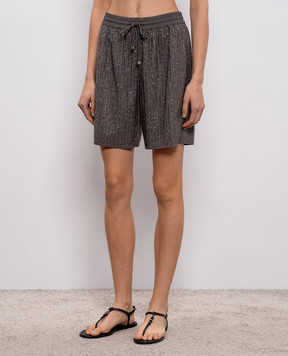 Venuja Серые пляжные шорты MALIBU с кристаллами BX005A