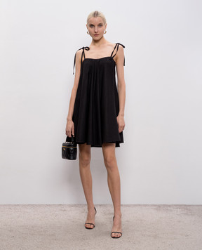 Twinset Черное платье мини с льном 261TF2101