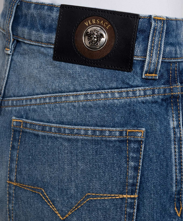Versace Сині джинси з ефектом потертості 10251021A19189 зображення 5