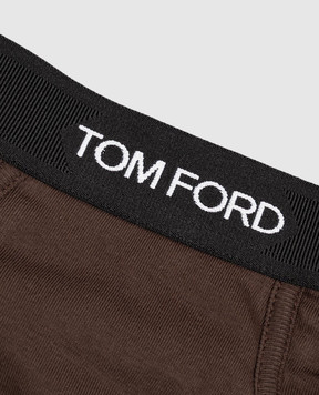 Tom Ford Коричневые трусы-брифы с узором логотипа T4LC11040