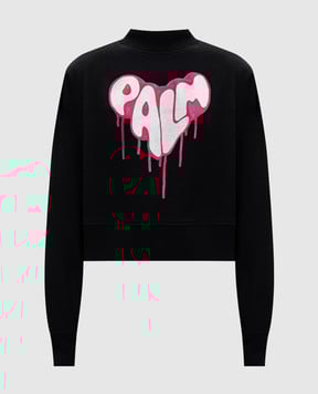 Palm Angels s Чорний світшот з принтом емблеми PWBA016G20FLE003