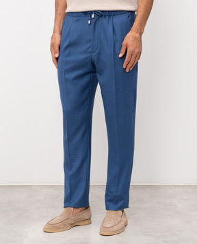 Enrico Mandelli Синие брюки из кашемира GYM02B5607