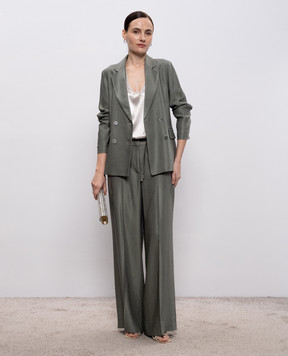 Peserico Зеленый двубортный жакет с льном S01227F01921