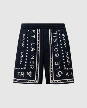Balmain Синие шорты с принтом GH0PA145VI82