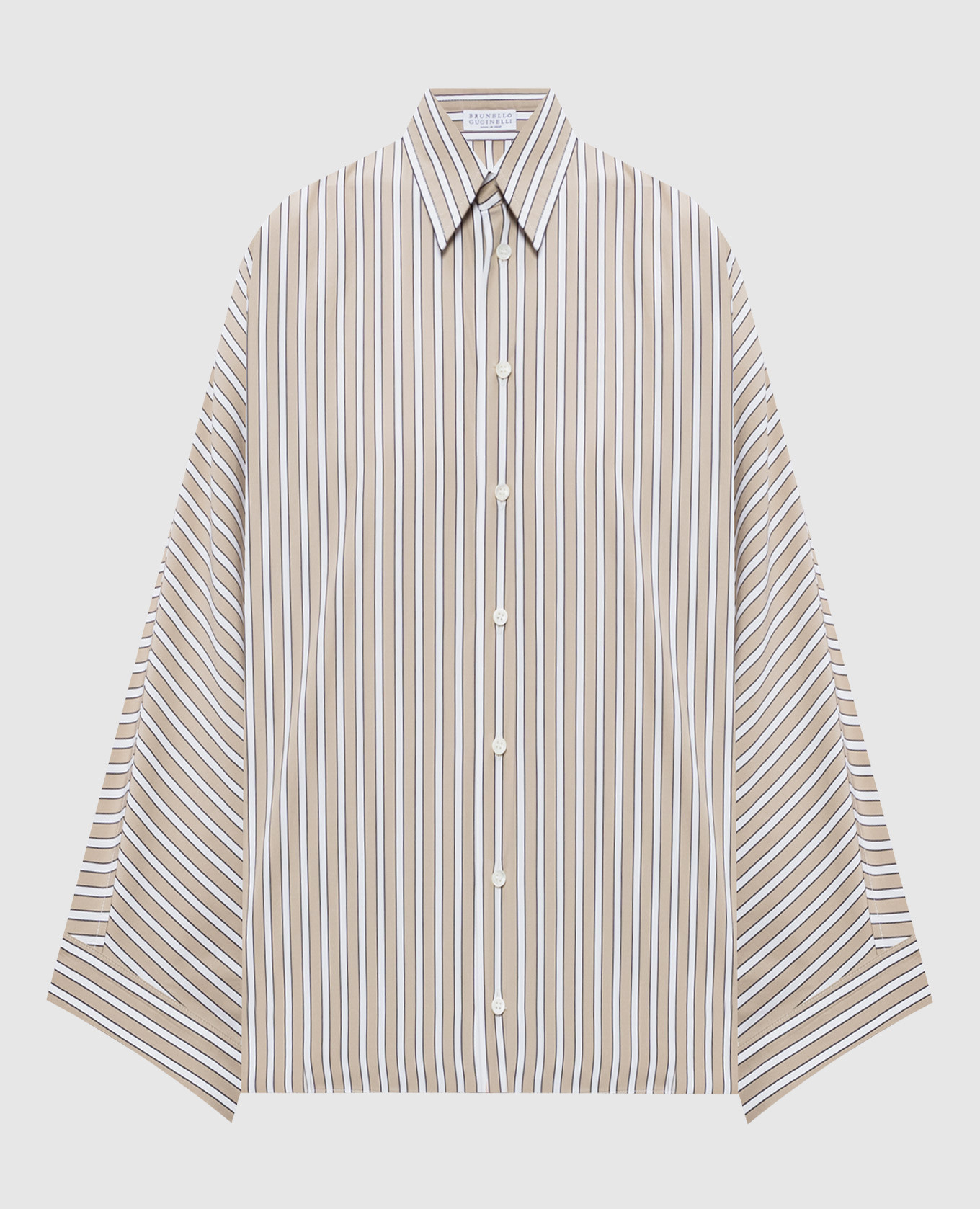 Бежевая рубашка в полоску