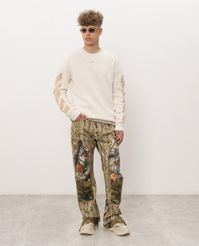 Off-White Свитер цвета айвори с шерстью 44MHE087F26K002