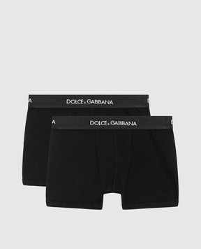 Dolce&Gabbana Детский набор черных трусов-боксеров с контрастным узором логотипом L4J701ON00G
