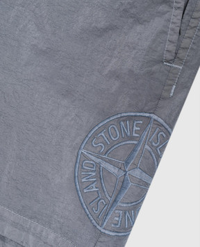 Stone Island Детские синие шорты с вышивкой эмблемы L1S16B100001S004368