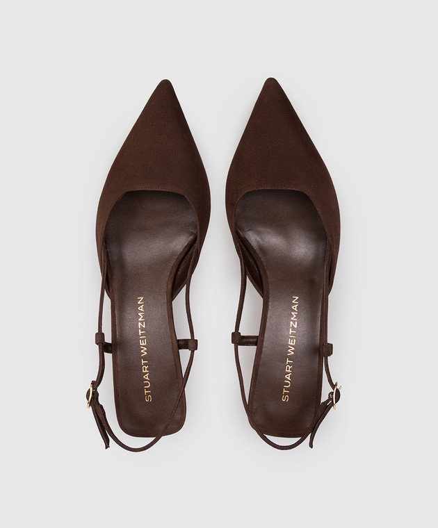 Stuart Weitzman Замшеві слінгбеки VINNIE коричневого кольору SJ433 зображення 4