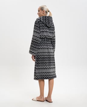 Missoni Home Чорний махровий халат Keith в брендовий візерунок 1K3AC99730
