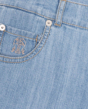 Brunello Cucinelli Дитячі блакитні джинси з патчем логотипа BH263D317B